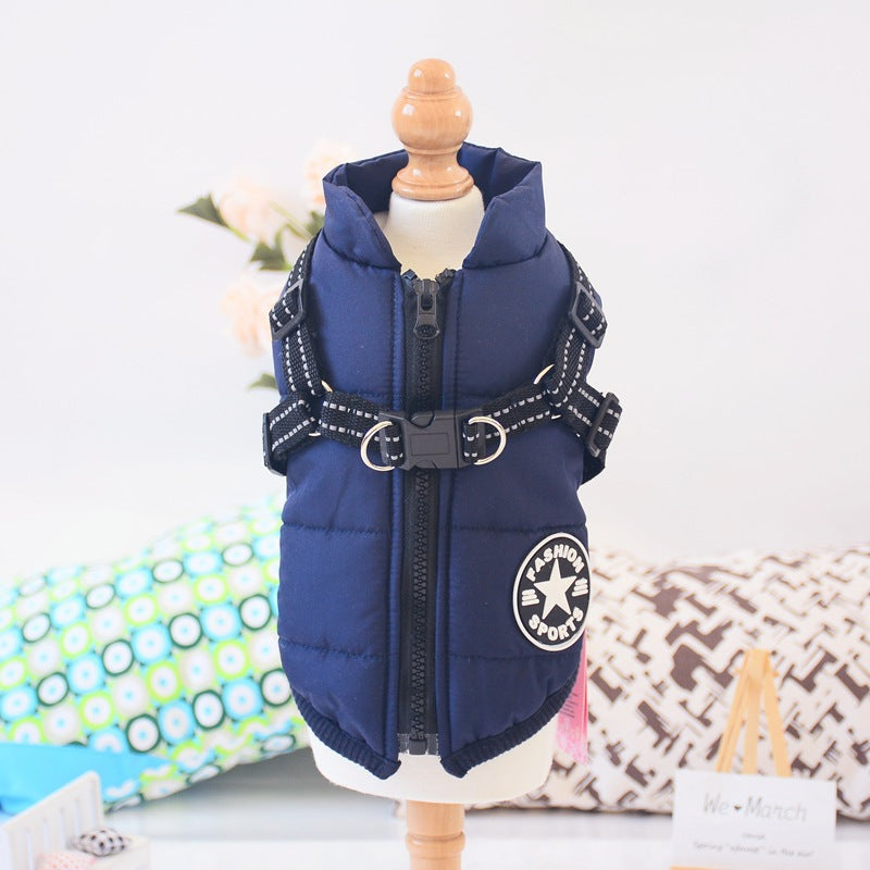 Blue waterproof dog winter coat