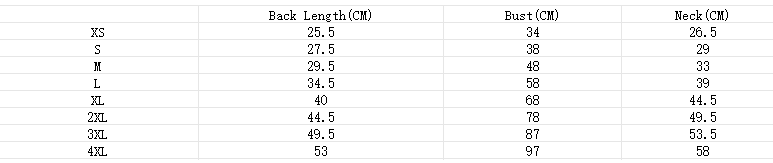 Tommy Murr dog winter coat size chart