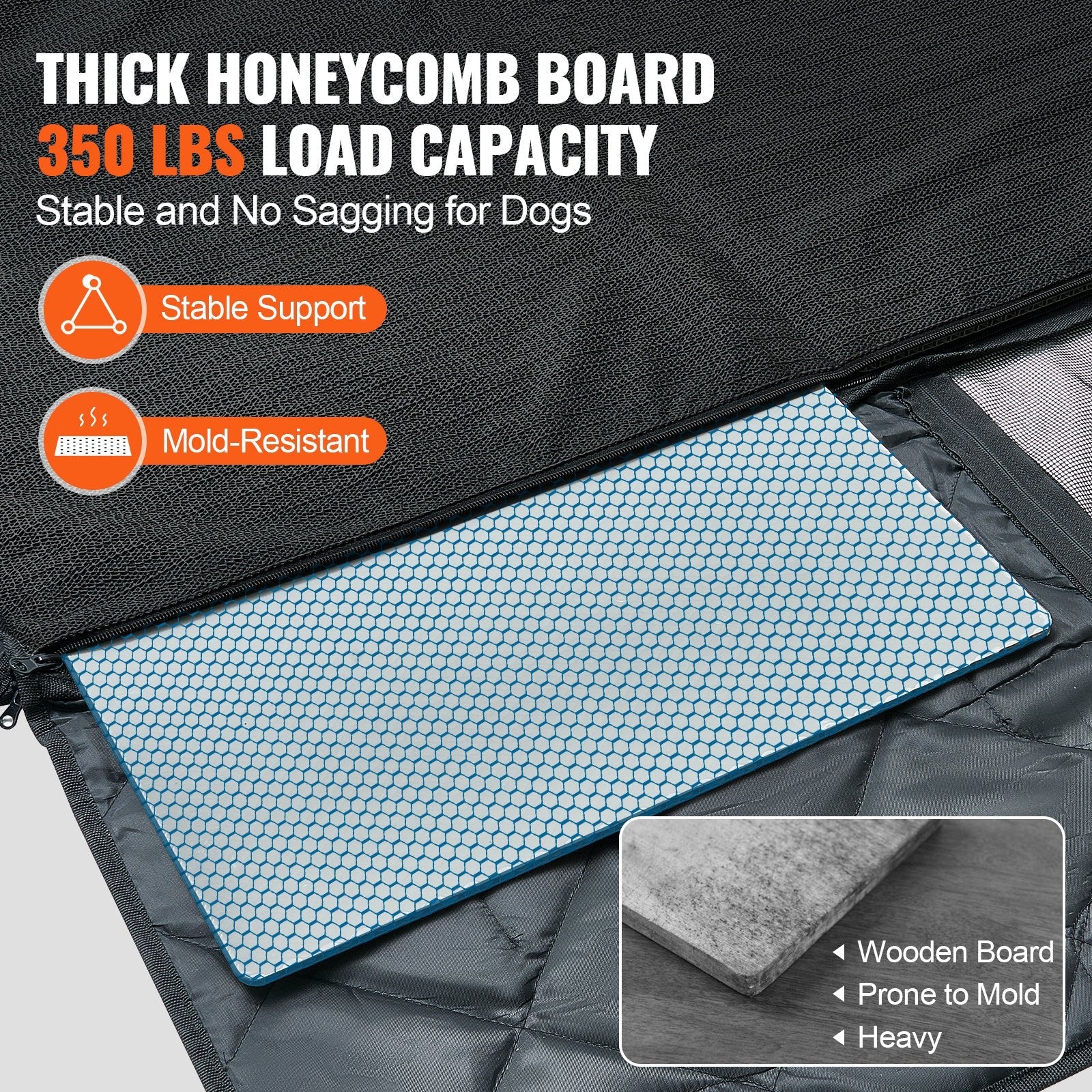 Honeycomb support board inside the waterproof dog back seat cover