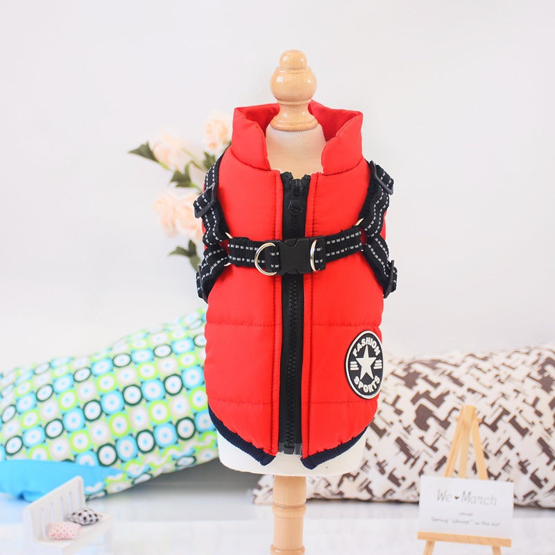 Red waterproof dog winter coat