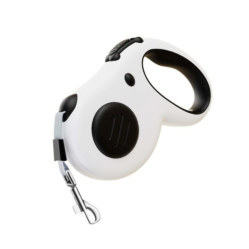 Black 5 m retractable dog leash with woven tape and metal clip