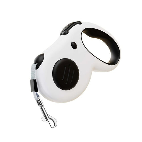 Black 5 m retractable dog leash with woven tape and metal clip