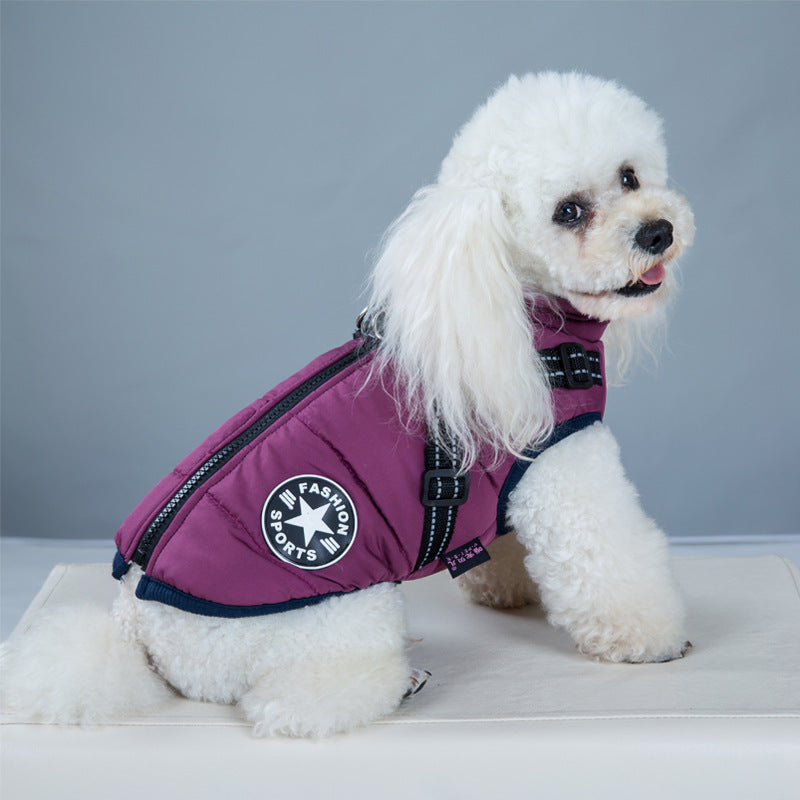 Purple waterproof dog winter coat