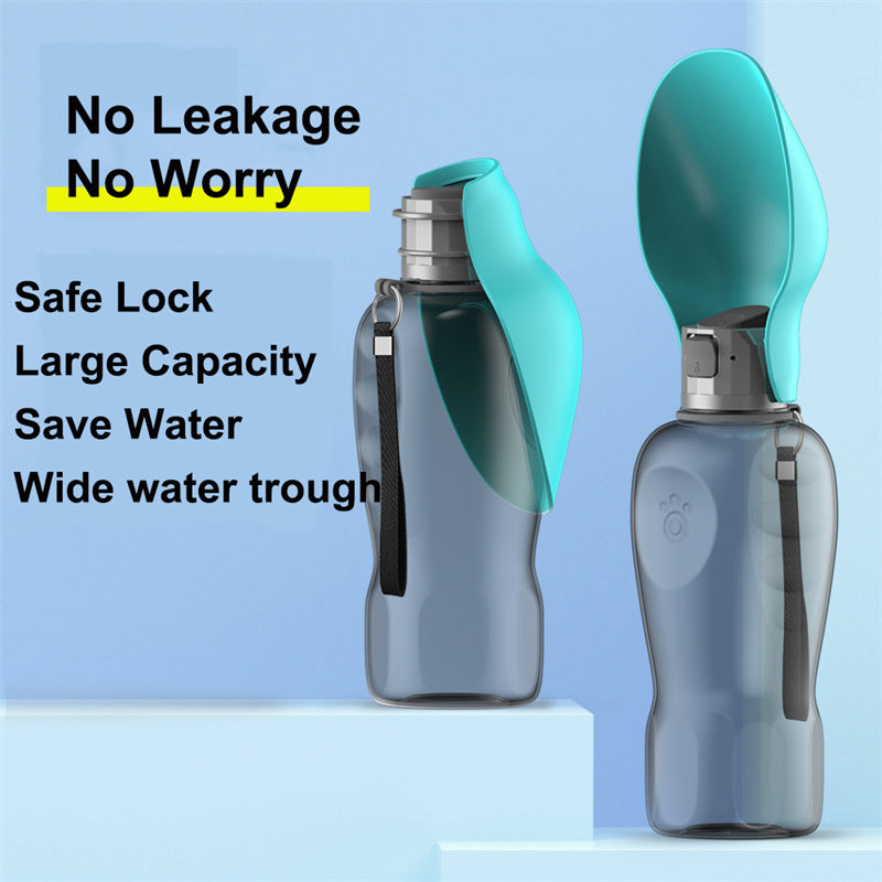 Portable dog water bottle with safety lock and foldable bowl