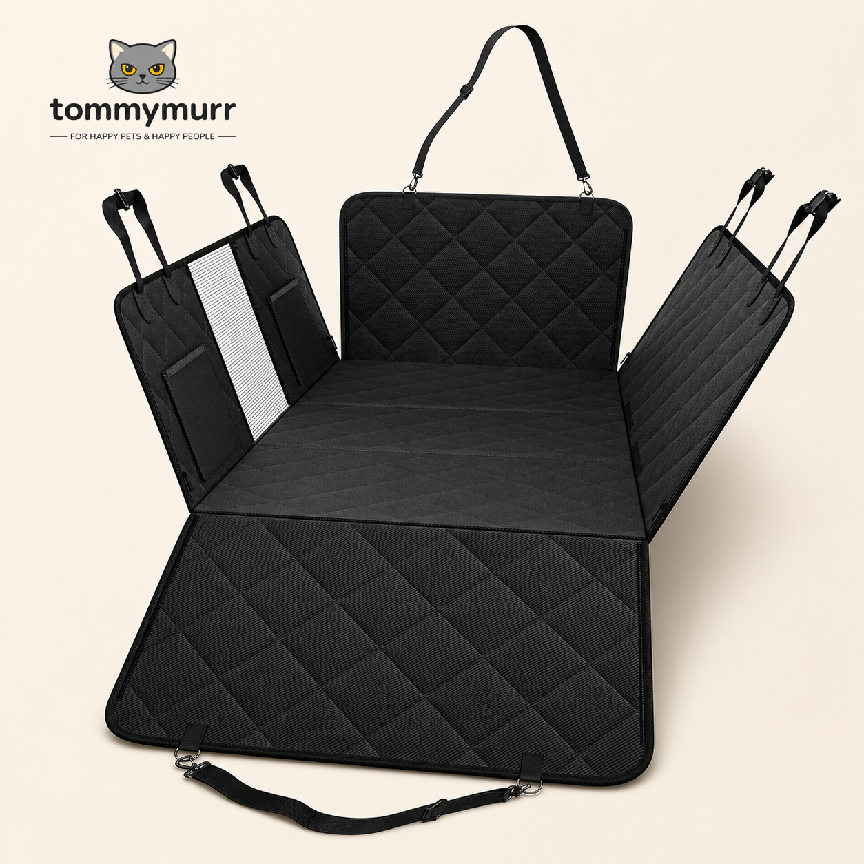 Tommy Murr 135 × 63 cm waterproof rigid dog back-seat extender cover in Black