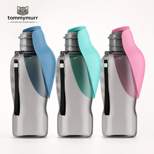 Tommy Murr 800 ml portable dog water bottles in three colours