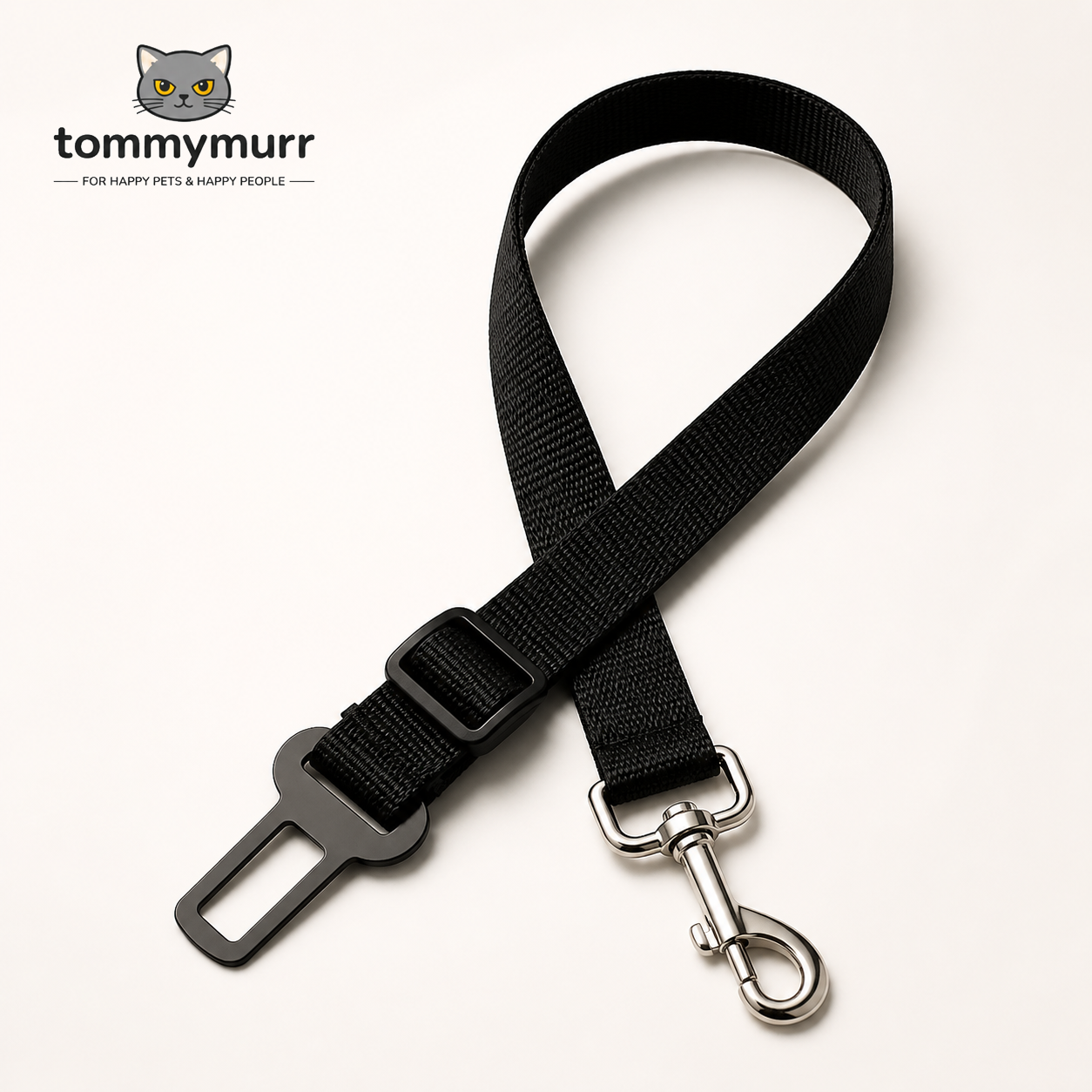 Tommy Murr adjustable dog car seat belt in Black