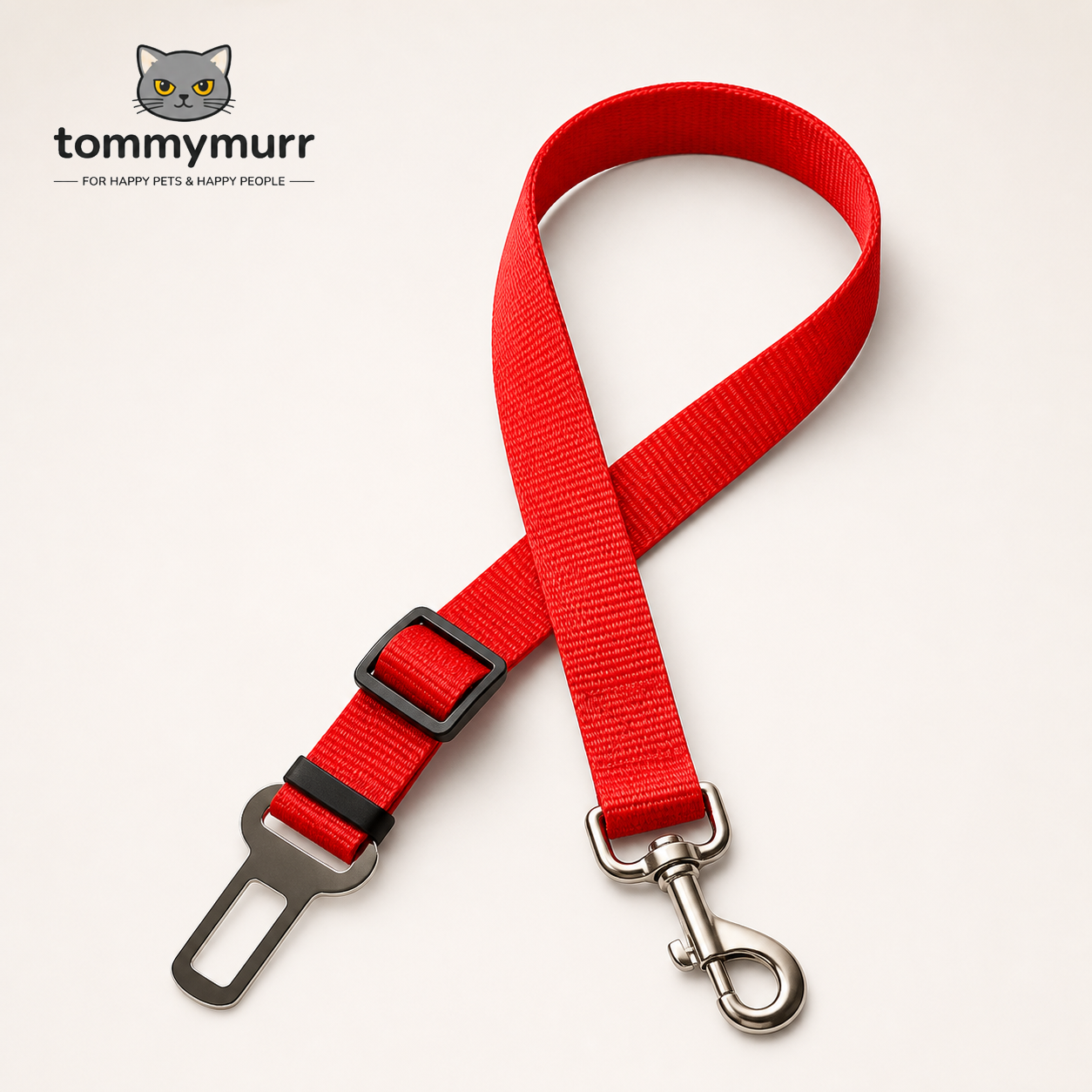 Tommy Murr adjustable dog car seat belt in Red
