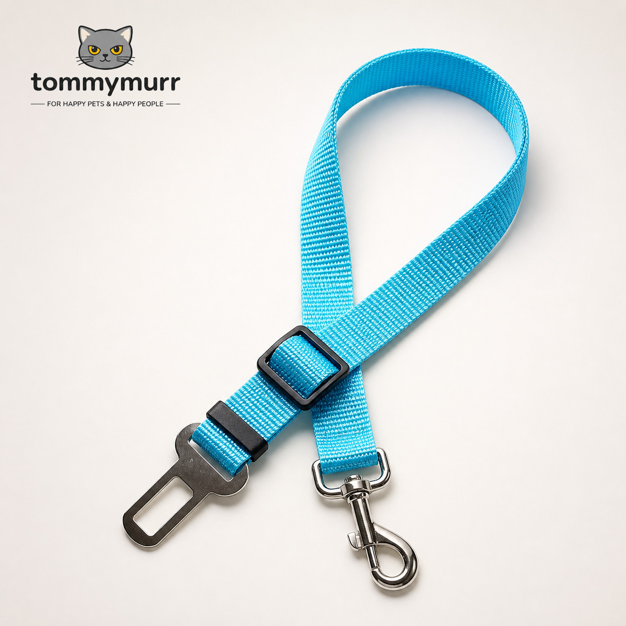 Tommy Murr adjustable dog car seat belt in Sky Blue