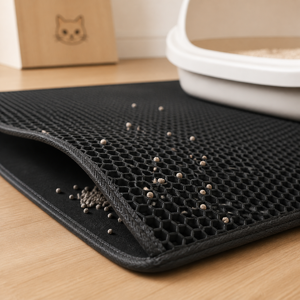 Tommy Murr honeycomb cat litter mat close-up showing litter trapping function
