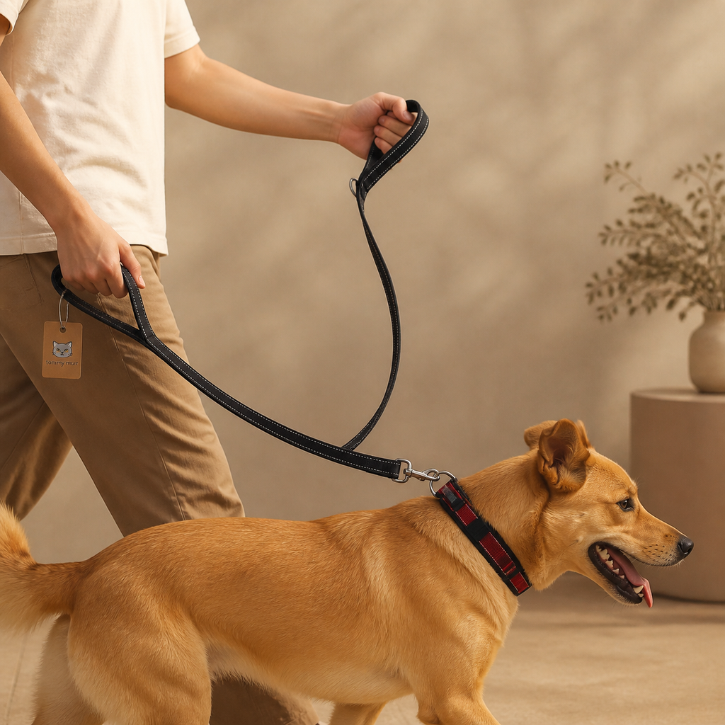 Tommy Murr double-handle reflective dog leash branded lifestyle hero image