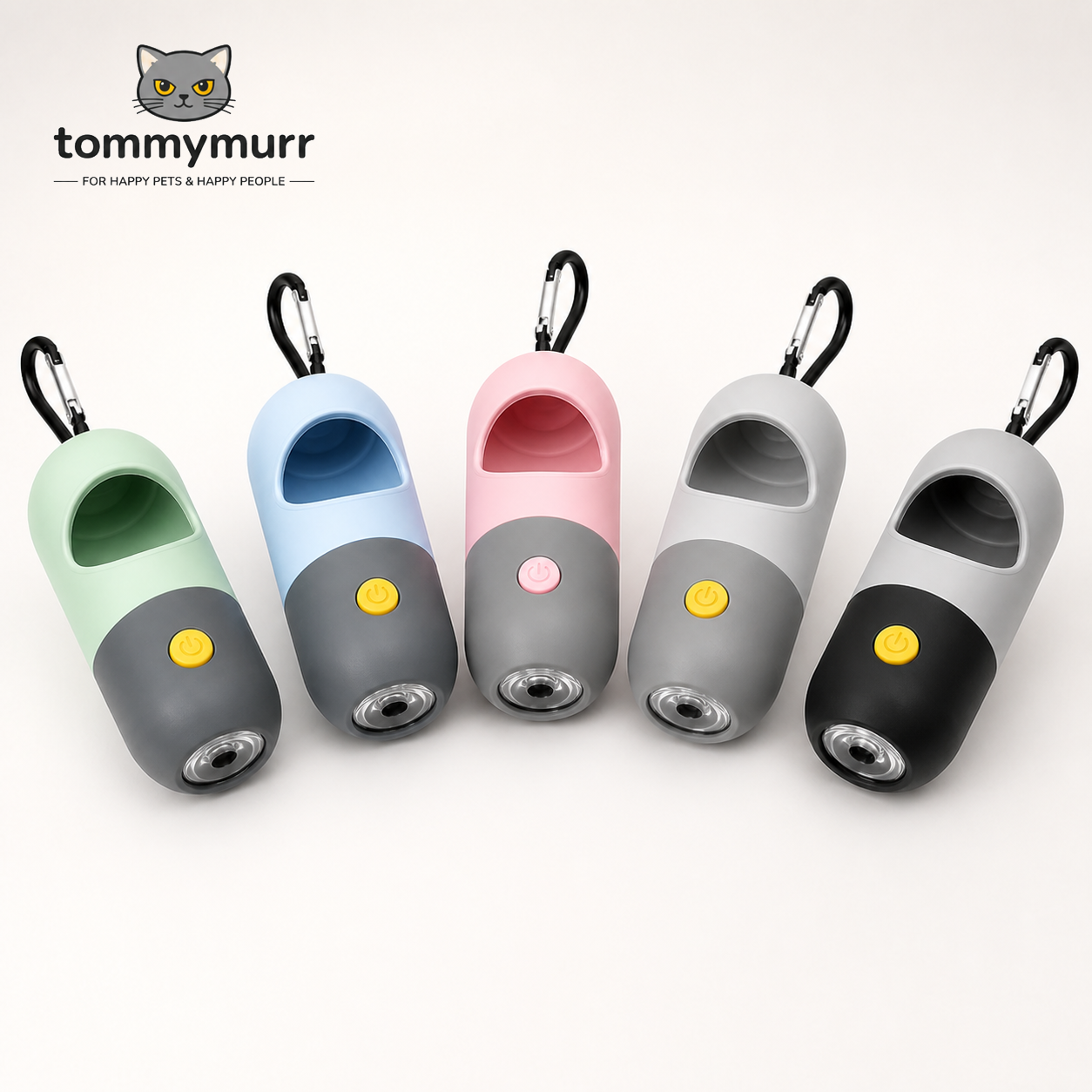 Tommy Murr LED dog waste bag dispenser in all five colour options