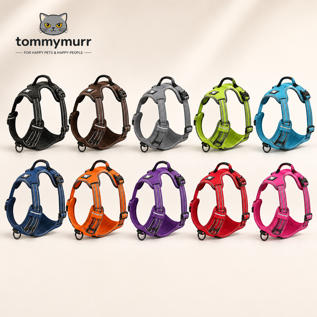 Tommy Murr reflective adjustable dog harness in ten colors