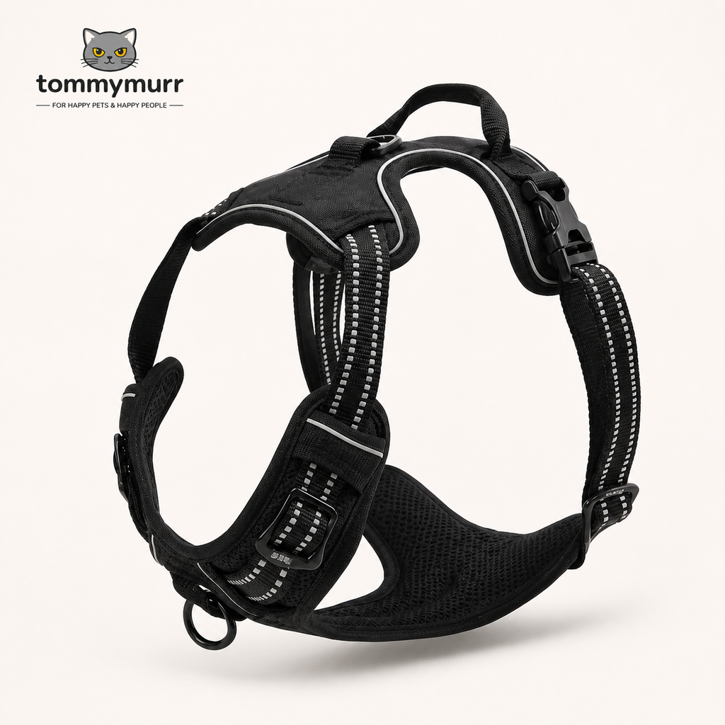 Tommy Murr reflective adjustable dog harness in Black