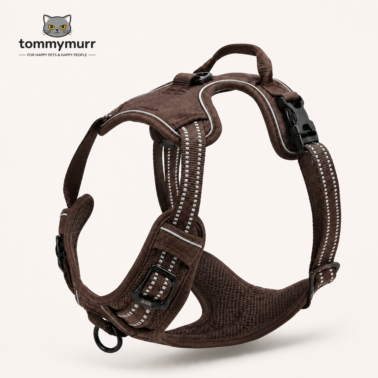Tommy Murr reflective adjustable dog harness in Brown