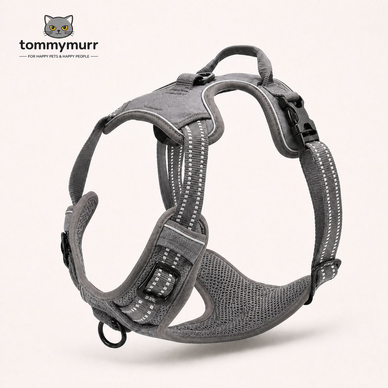 Tommy Murr reflective adjustable dog harness in Gray