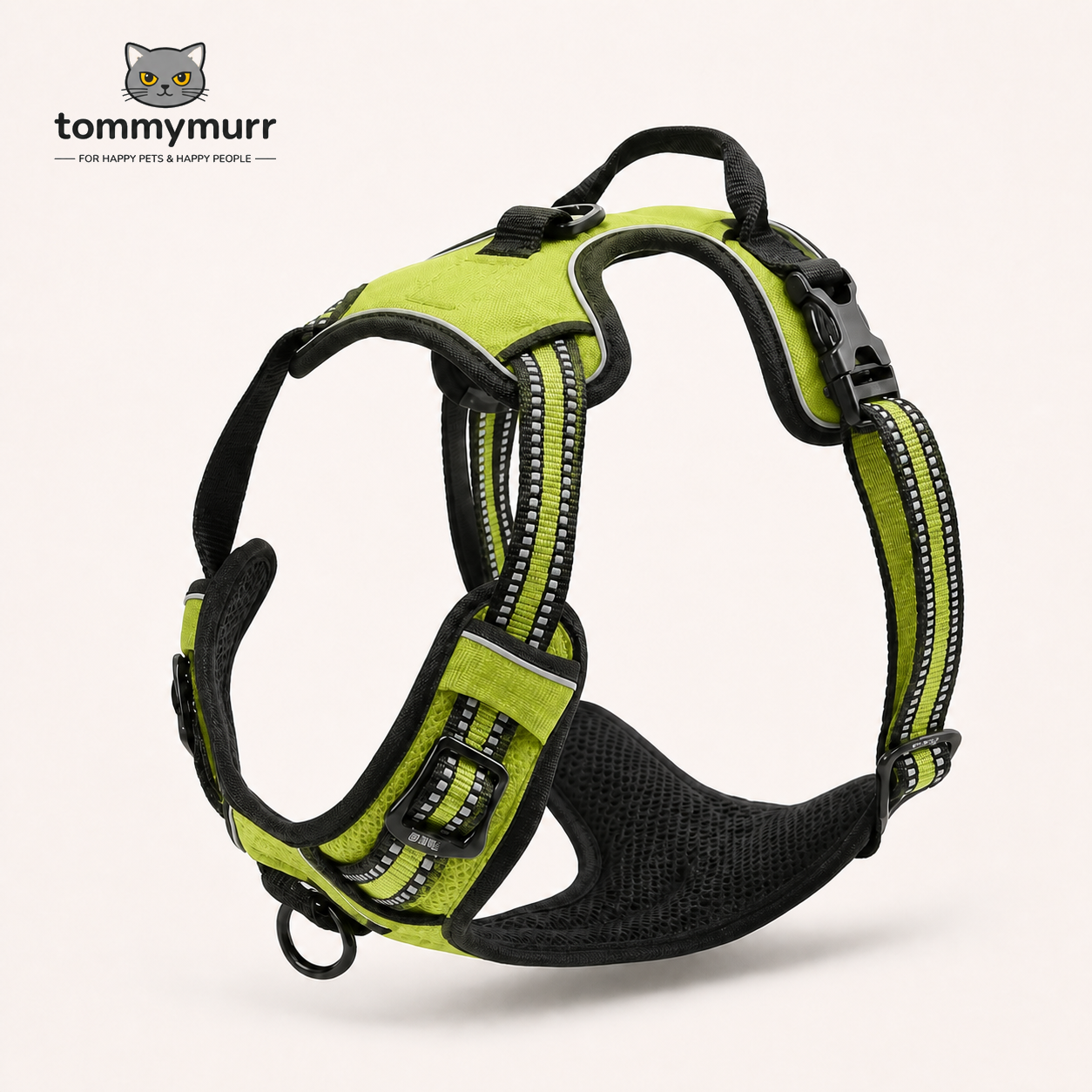 Tommy Murr reflective adjustable dog harness in Green