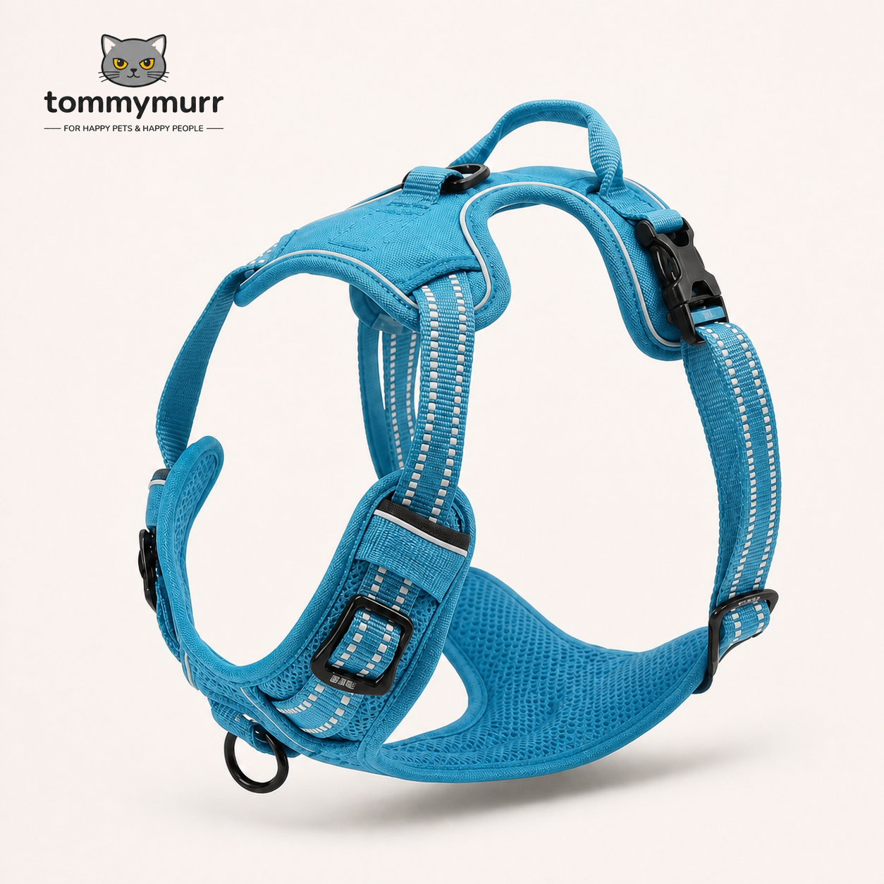 Tommy Murr reflective adjustable dog harness in Light Blue