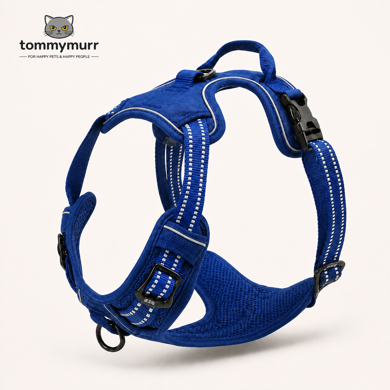 Tommy Murr reflective adjustable dog harness in Navy Blue
