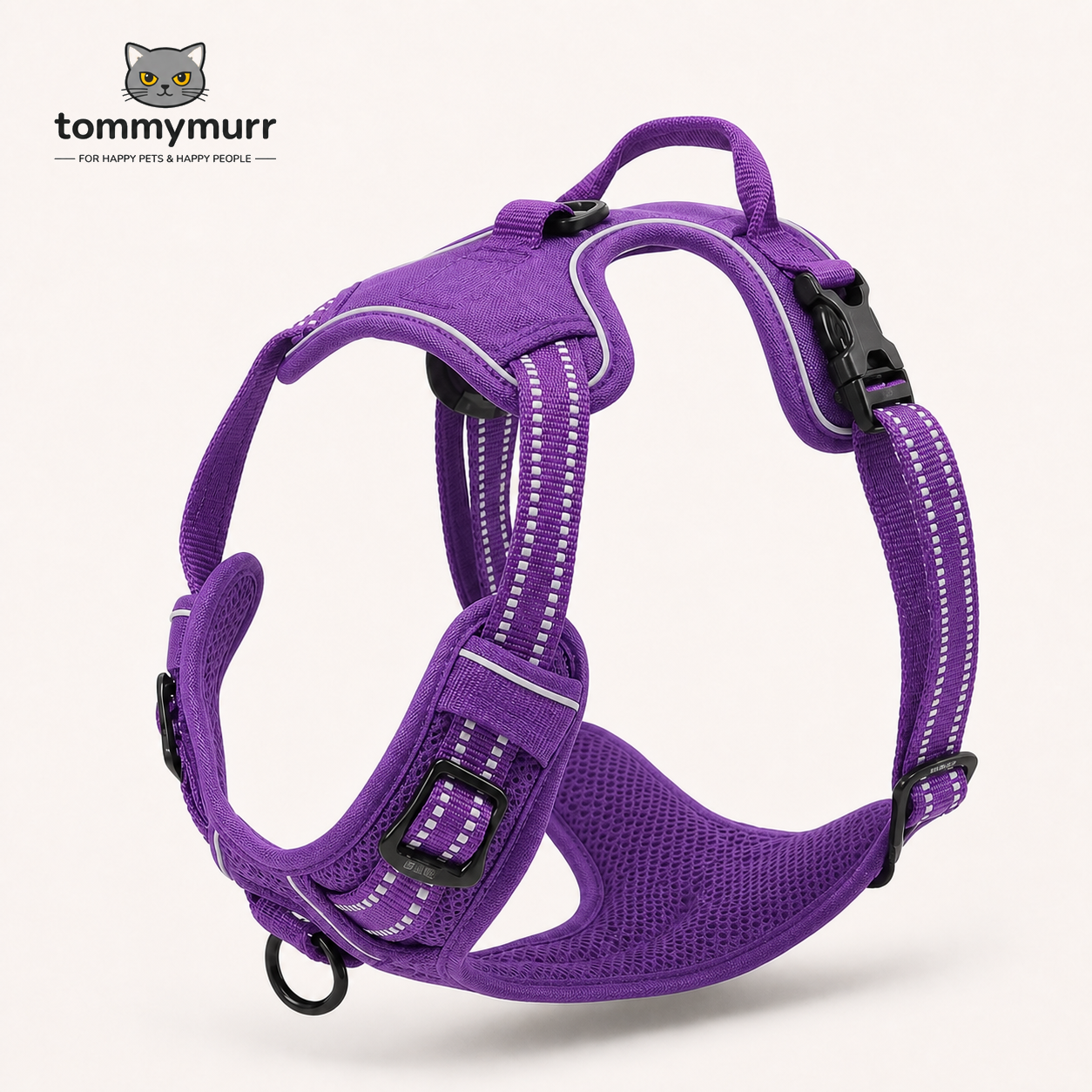 Tommy Murr reflective adjustable dog harness in Purple