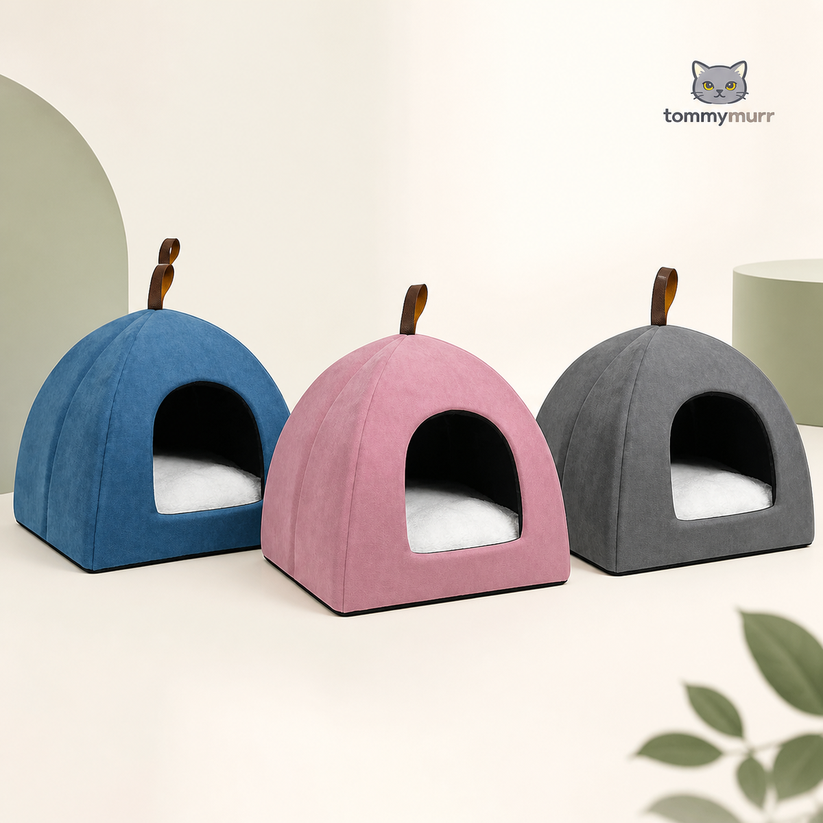 Tommy Murr soft pet hideaway in blue, pink and grey